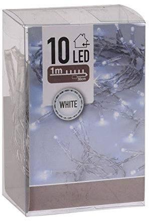 LED Lichterkette kalt weiß mit Timer - 1 m Länge mit 10 LED - Weihnachts Beleuchtung für Innen - Indoor Weihnachten Advent Winter Tisch Fenster Deko Batterie betrieben