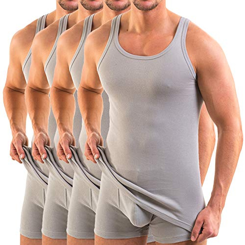 HERMKO 3000 4er Pack Herren Tank Top (Weitere Farben) Bio-Baumwolle, Größe:D 13 = EU 7XL, Farbe:grau