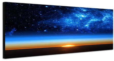 Paul Sinus Art Panoramabild auf Leinwand und Keilrahmen 120x40cm Erde Weltall Galaxie Sterne