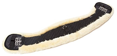 Engel Reitsport | Lammfell Sattelgurt Dressur Kurzgurt Mondgurt MGURT-55-SCH-MED schwarz/med. 22 55cm