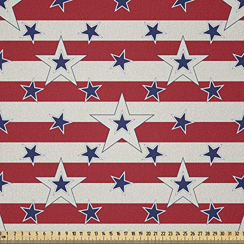 ABAKUHAUS Vereinigte Staaten von Amerika Stoff als Meterware, Liebe Mein Land Amerika, Microfaser Multi Zweck Dekostoff für Kunsthandwerke, 3M (230x300cm), Marineblau Kokosnuss Rot