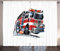 ABAKUHAUS LKW Rustikaler Vorhang, Feuerwehr LKW, Wohnzimmer Universalband Gardinen mit Schlaufen und Haken, 280 x 175 cm, Babyblau Scharlachrot