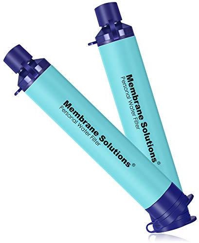 Membrane Solutions Paille Filtrante Survie, Filtre à Eau pour l'Extérieur camping et randonnée, Élimine 99,9999% des E.coli, Précision de filtration 0,1 micron, Sans BPA, Ultra-légère, 2 Pack