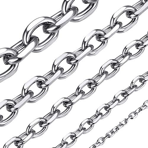 ChainsHouse Edelstahl Herren Kette ohne Anhänger Männer Halskette 5mm Ankerkette Silber Rolo Kette Jungen Rolokette Gliederkette 51cm Herren O-Kette Ersatzkette Halsreif Modeschmuck für Geburtstag
