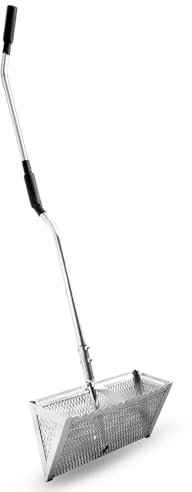 Exact Design Rastrello antipulci per sabbia, in alluminio anodizzato, un pezzo forte, manico lungo 147,3 cm, cestino largo 40,6 cm, denti affilati, design con manico curvo [versione di revisione]
