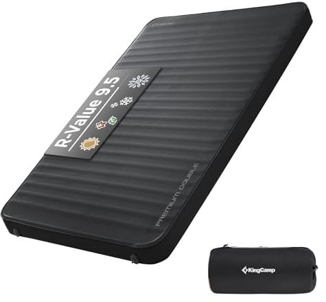 KingCamp Super Komfort Selbstaufblasende Doppelbett Campingmatratze Isomatte mit 3D-Konstruktion und Schaumstoffkern für 2 Personen 201 × 128 × 7.5 cm