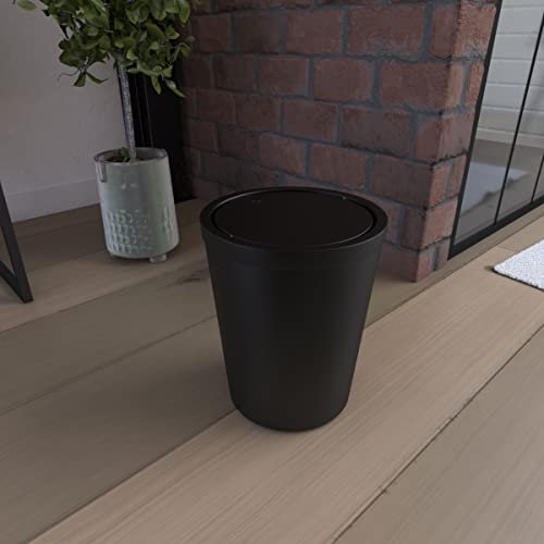 AURLANE - Cubo de basura con tapa oscilante, capacidad 5 L, color negro mate