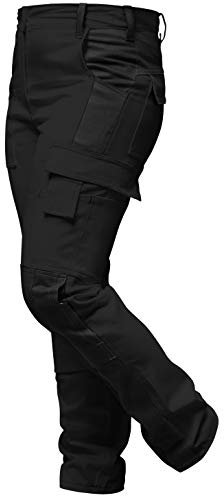 Damen Arbeitshose komplett Stretch für Frauen Bundhose mit Kniepolstertaschen - Schwarz. Größe 42