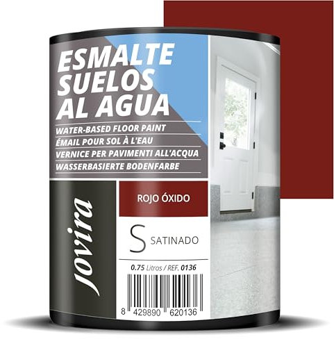 JOVIRA PINTURAS Esmalte Suelos al Agua. Especial para suelos de garajes, almacenes, gimnasios, lavanderías, parques infantiles, pistas deportivas, etc. (750 Mililitros, Rojo Oxido) C-11