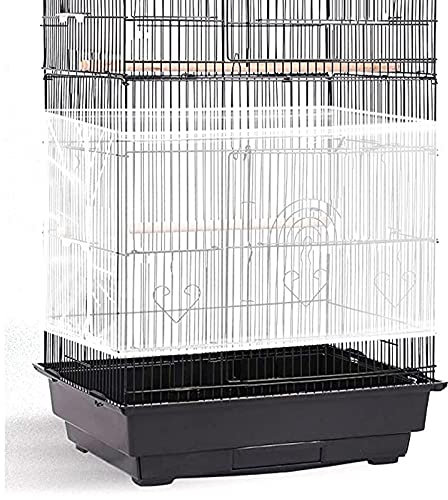 Shappy Cubierta Ajustable de Jaula de Pájaros Colector de Plumas Semillas Malla Red Nylon Universal de Jaula Pájaros Protector Falda Suave Aireado para Jaulas Cuadradas Redondas (Blanco)