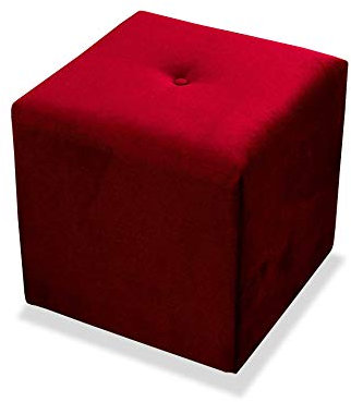 Comfort-Pur Sitzbank Sitzhocker Hocker Sitzpuff Sitzwürfel Würfelhocker mit Knopf 12 Farben (Rot)
