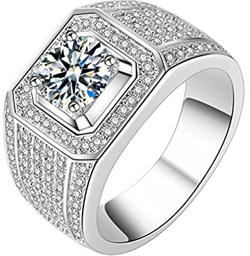 BAJIE Ehering Weißgold Herren Diamantring Diamant Berger Edelstein Berger Silber 925 Schmuck Diamantring