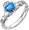 Suplight Damen Ring 925 Sterling Silber Verstellbarer Solitärring mit Geburtsstein Dezember Mondsteinringe Synthetischer Blauer Topas Zirkonia Ring Geschenk für Mädchen Frauen