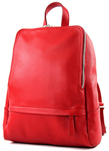 modamoda de T138 Damen Leder Rucksack Handtasche handmade in Italy, Farbe:Rot2021