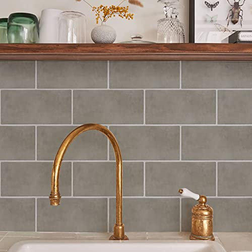 Piastrelle Ddesive Cucina Mattone Vintage Color Tortora Piastrelle Adesive Bagno Impermeabile Mattonelle Adesive PVC Adesivi per Piastrelle Cucina Fai da Te Mattonelle Adesive Bagno8 Pezzi(30X15cm)