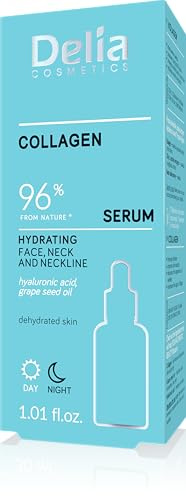 Delia Cosmetics - Serum Kollagen - Feuchtigkeitsspendende, Anti-Falten, Behandlung mit Hyaluronsäure für trockene Haut - 96% natürliche Inhaltsstoffe - Gesicht und Dekolleté - Tag-und Nacht - 30ml