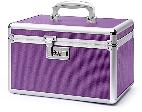 HEWEI WORKS Boîte verrouillable pour medicaments, 31.0x18.3x19.3cm, adapté à l'entreposage de Pharmacie et d'objets personnels importants, Contient un Pilulier en Plastique (pourpre/moyen)