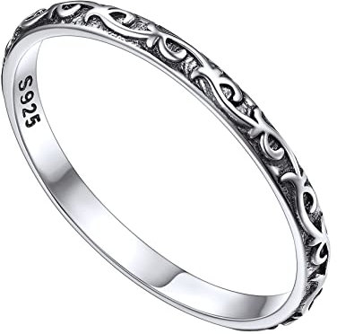 FOCALOOK 925 Silber Ehering Versprechen Ring für Damen Vorsteckring Trauring Verlobungsring mit Vintage Keltischen Knoten Muster Schmuck für Geburtstag Größe 54 (17.2)