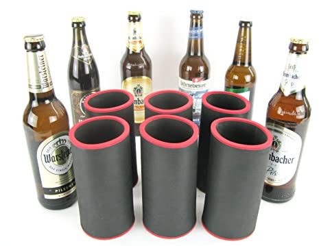 6er Set schwarze Getränkekühler 0,5l Flasche - Bierkühler - Neoprenkühler - passgenau ~Flaschenkühler~ für alle genormten 0,5l Bierflaschen aus hochwertigen 5-6mm starken Neopren (6x schwarz)