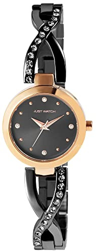 Just Watch Damen-Uhr Relana Edelstahl Hakenverschluss Analog Quarz JW10174 (schwarz roségoldfarbig)