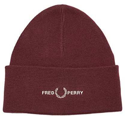Fred Perry Strickmütze Mütze Graphic Beanie C4114 (DE/NL/SE/PL, Alphanumerisch, Einheitsgröße, Rot)