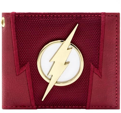 The Flash Goldener Blitz Emblem Superheld Anzug Geldbörse/Geldbeutel Klapp ID- & Kartenhalter, Rot