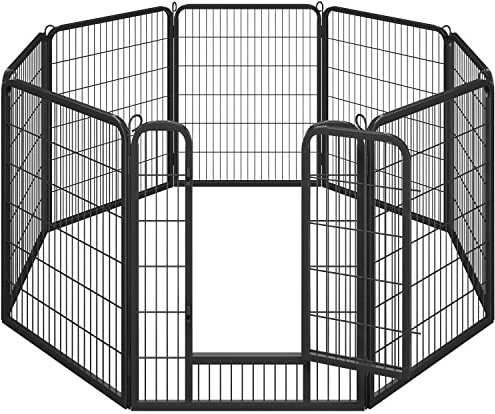 Abician Parc Chien 8 Panneaux Cage pour Chien 80 x 100 cm Enclos Interieur pour Petit Animal Chiens Chiot Lapin Canard Exterieur avec Porte