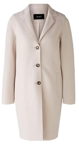Oui Damen Mantel Mayson Boiled Wool - Reine Schurwolle gerade geschnitten Uni Business, Freizeit, Festlich V-Ausschnitt Reverskragen Schurwolle