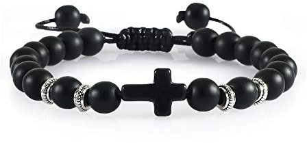 Handgemachtes Stein-Holz-Perlen-Armband, christliches Jesus-Kreuz, geflochtene Armbänder, Männer, Frauen, Gebet, Yoga, Schmuck, Paargeschenk Schön und praktisch