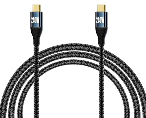 xiwai 48V 5A USB-C Cable cargador 3M Tipo-C Admite 100W Carga 48Gbps Cable de datos Perfecto para computadora portátil Tablet Teléfono Recto