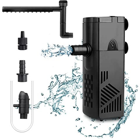 Hygger Filtro Interior para Acuario, 220L/H 3W Filtro de Tortuga Flujo de Agua Ajustable, Filtro para Acuario de hasta Apto para 20-40 litros