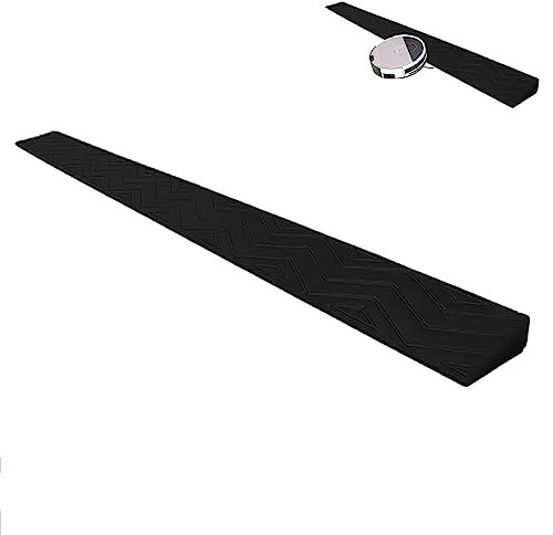 Rollstuhlrampe, Tragbare Schwellenrampen, Türschwellenrampen Bordsteinrampe für Kehrrobotertüren Im Innenbereich, Rutschfeste Rollstuhlrampe mit Solider Türschwelle, Schneidbar ( Color : Negro , Size