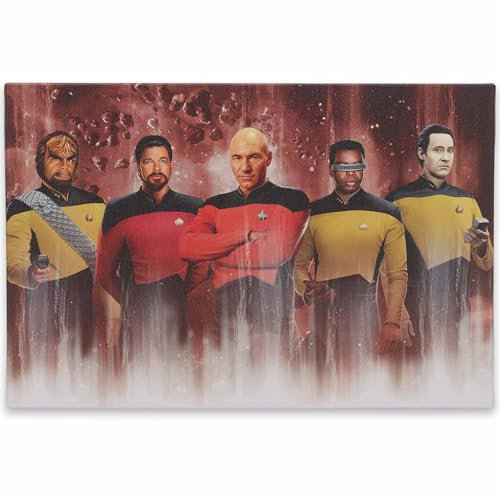 Open Road Brands Star Trek: The Next Generation Characters Gallery Wrapped Canvas Wall Decor - Vintage Star Trek Wall Art for Home Decor