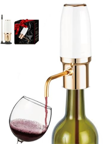 Thirdtms Electric Wine Aerator Pourer, Automatic Wine Aerator dispenser,Wine Decanter Pump with Retractable Tube, Portable USB Rechargeable Wine Dispenser, Wine Gifts for Women White, EWA2.0