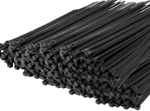 Armpow 500 Stücks 300mm x 4.8mm Nylon Kabelbinder uv bestaendig Selbstsichernde Kunststoff Kabelbinder UV Beständig mit 50 Lbs Zugfestigkeit für Innen und Außen(Schwarz)
