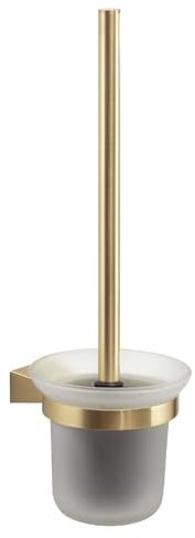 Gedy TONALE Escobillero baño de Pared, escobilla baño de Pared, Oro Mate, Acero INOX y Cristal, 11,2 x 13,4 x 35,8