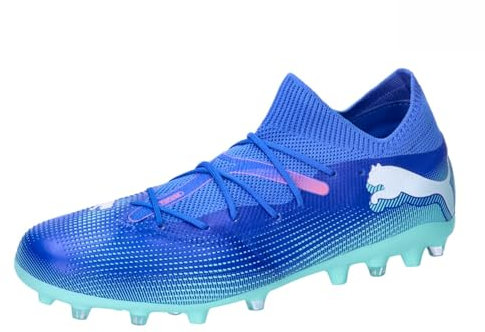PUMA Future 7 Match MG, Soccer Shoe Unisex Adulto, Bluemazing White-Electric Peppermint, 40.5 EU