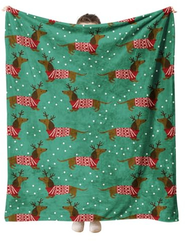 Highdi 3D Flanell Kuscheldecke Flauschig Warm, Herbst Winter Warme Wohndecke Kinder Decke Flauschige Couchdecke Überwurf Fleecedecke (127 * 102CM,Dackel)