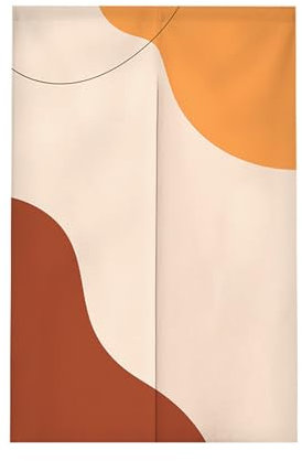 Surwin Japanischer Stil Türvorhang, Orange Graffiti Japan Noren Raumteiler Tapisseri Leinen Lang Vorhänge Partition Gardinen Tür Vorhang Tapisseri für Türdekoration (Orange Malerei,85x120cm)