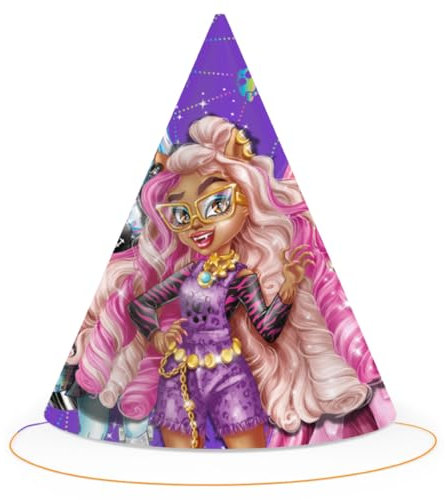 BeenSmile, CHAPEAUX MONSTER HIGH, Chapeaux en Carton, Décoration d'Anniversaire pour Enfants, Chapeaux de Fête d'Anniversaire, 6 Pièces.