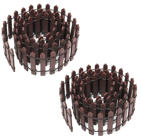 HSCGIN Lot de 2 mini clôtures en plastique pour décoration de maison de poupée, plantes succulentes, petites clôtures rocailleuses, loisirs créatifs, projet de bricolage, couleur café