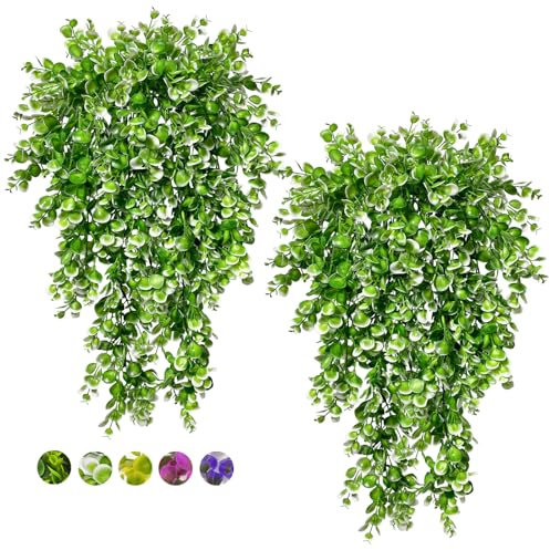 Lot de 4 grandes plantes de vigne artificielles blanches à suspendre pour décoration de chambre, jardin, fête de mariage, décoration intérieure et extérieure (blanc)