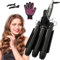 YEAHTOP Rizador de Pelo de 3 Barriles, Ondulador Profesional Con 3 Tubos, 80℃-210℃, Pantalla LCD, 25mm, Para Ondas Grandes, Incluye Guante
