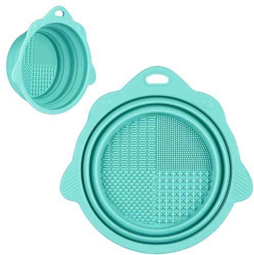 Etercycle Nettoyeur de pinceaux de maquillage pliable en silicone, outils de lavage portables pour pinceaux de maquillage, houppette, éponge (vert)