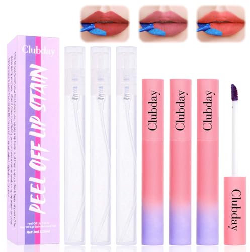 Peel Off Lip Stain, 3 Colors Lipstain Peel Off, Lip Liner Stain with 10ml Spray Bottle, Long Lasting Lip Tint Peel Off Non-Sticky Gloss Voluminizador de Labios