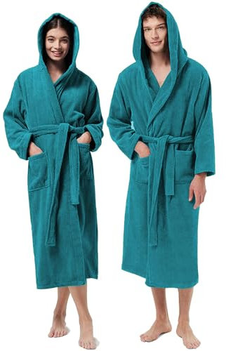 Jenny Sesal Accappatoio UNISEX in Morbida Spugna, Ideale per CASA, SPA, SAUNA, PALESTRA. Morbido, confortevole e con alta capacità di asciugatura (XL, Ottanio)