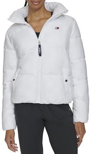 Tommy Hilfiger Veste zippée avec logo brodé et col montant pour femme, cloud, Small