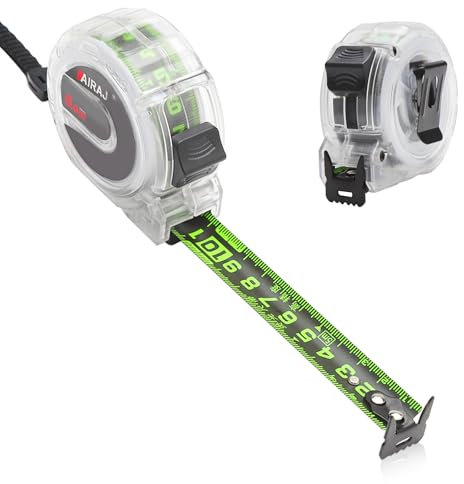 5M/16.4ft Fluorescent Steel Tape Measure, Easy To Read Measuring Tape Width 19mm, Transparent Precision, Stainless Steel Retractable Double Sided Graduated Retractable Self-Lock Tape Measure