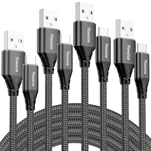USB C Kabel [4 Stück 2M+2M+3M+3M] 3.1A Ladekabel USB C Schnellladekabel Nylon USB C Ladekabel für Samsung Galaxy S23 S22 S21 S20 Note10 Huawei P9 Pixel 7/6 Switch PS5 15 Pro Max Xperia (schwarz/Grau)