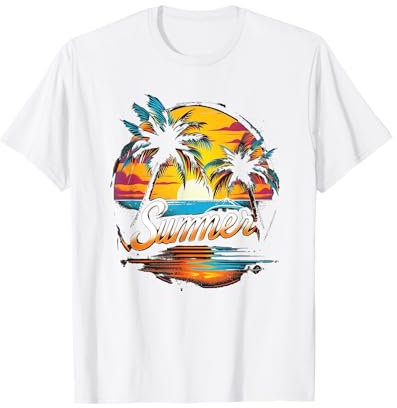 Sommer Sonne Strand und Palmen Summer Urlaubs T-Shirt